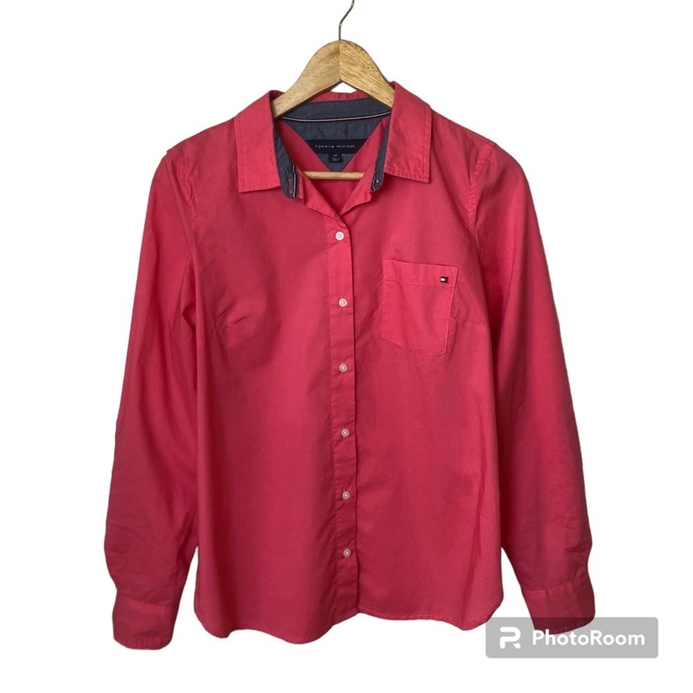 Tommy Hilfiger Pink Poplin Shirt Women’s Size Small Career Office Casual Preppy